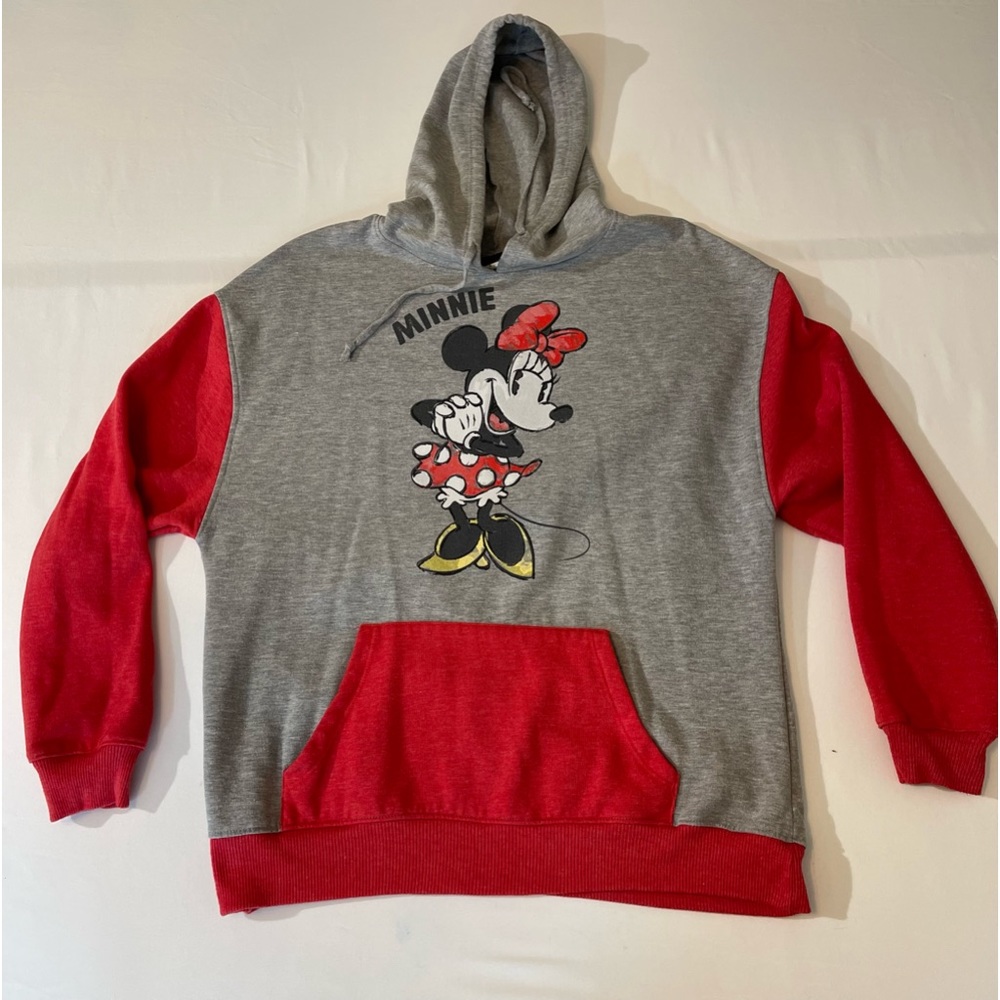 Minnie Mouse women’s sweatshirt, size medium, red , gray Preowned good c…
